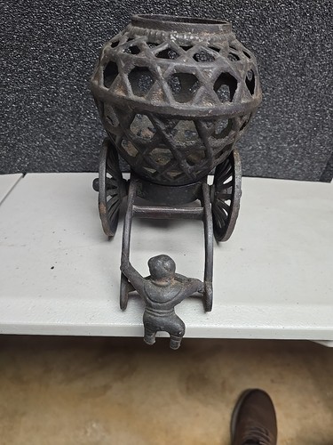 Japanese Ikebana Norimono Usabata Cast Iron Rolling Cart Vase Planter - Picture 9 of 12