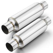 2.5" Inlet 2.5" Outlet 16" OAL Universal Exhaust Mufflers Resonator SS