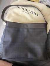 Vintage Burberry Unisex Dark Brown Plaid Tote Bag With Dust Bag