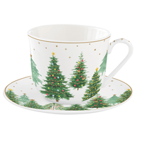 Tasse Mit Untertasse Festive Trees TannebäUme FüR 400Ml In Geschenkbox Easy Life