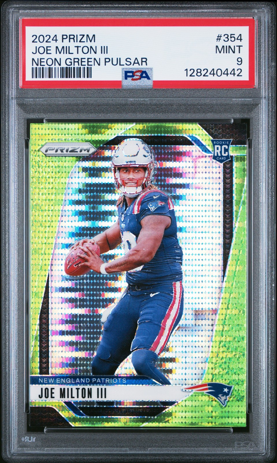 2024 PANINI PRIZM NEON GREEN PULSAR #354 JOE MILTON III PSA 9