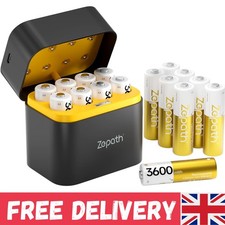 3600mWh AA Lithium Rechargeable Battery Set with Integrated Charging Storage Box