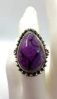 Vintage Sterling Silver Large Oval Purple Mojave Copper Turquoise Ring Sz 8 1/2