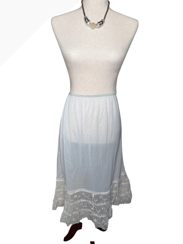 De colección 1950 S Falda sin Mangas Volantes Capas Encaje Dobladillo Bordado Femenino Boho Coqueta Foto 2 de 4