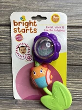 Bright Starts Twist Click Teethe Ladybug Rattle Plastic Teether Baby Toy 6.5”