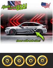Side Checkers Racing Stripes Decals 2 Fits 2016 2022 Up Honda Civic Side Checkers Racing Stripes Decals 2 Fits 2016 2022 Up Honda Civic
