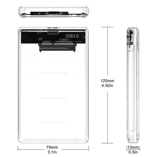 2.5" USB 3.0 SATA3 Clear Hard Drive Enclosure Caddy Case For External HDD/SSD - Photo 10/12