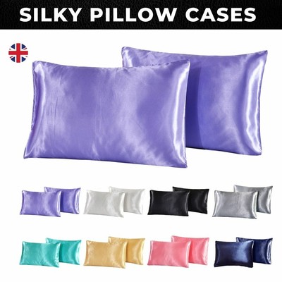 Seidige Kissenbezüge Kissenbezug Pure Maulbeer weich Satin Kissenbezug Bett Zuhause UK