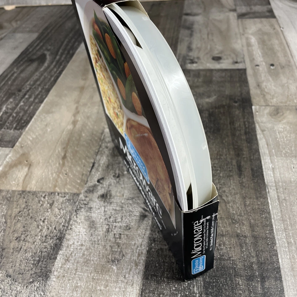 Vintage Anchor Hocking MicroWare 9.5" Divided Plate & Cover 400/486 USA Made NOS - Image 3 of 4