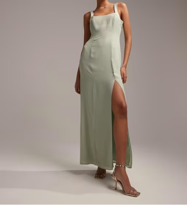 princess polly baby blue dress ASOS DESIGN Petite Bridesmaid green sweetheart button back detail maxi dress