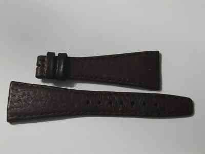 VINTAGE NOS 1970'S ZENITH 24X14 MM BROWN OSTRICH LEATHER BAND STRAP     #7518