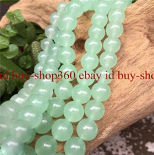 Natural 6/8/10/12mm Round Light Green Jade Gemstone Loose Beads 15'' AAA 