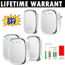 Wireless Door bell Waterproof Wall Plug-in Chime Remote 300M 36 Tunes 10-80db UK
