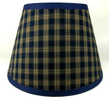 Primitive Country Navy Sturbridge Plaid Homespun Fabric Lampshade Lamp Shade