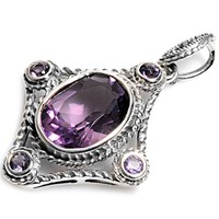 Faceted Amethyst Slide .925 Sterling Silver Pendant on sale Faceted Amethyst Slide .925 Sterling Silver Pendant on sale