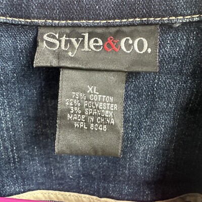 STYLE & CO Denim Jean Jacket Button Down Front Pockets Button