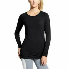 Athleta Sweatshirt Cinch Pullover Modal Thumb Holes Black Medium Long Stretchy