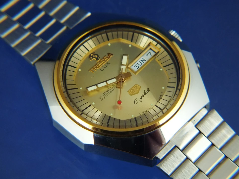 Tressa Lux кристалл автоматические часы винтажный ретро швейцарский 1970-х новый из старых запасов Cal AS 5206 - Изображение 2 из 4