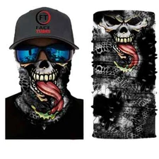 Neck Gaiter Face Mask Fishing Sun Headwear Protection Skeleton Tongue