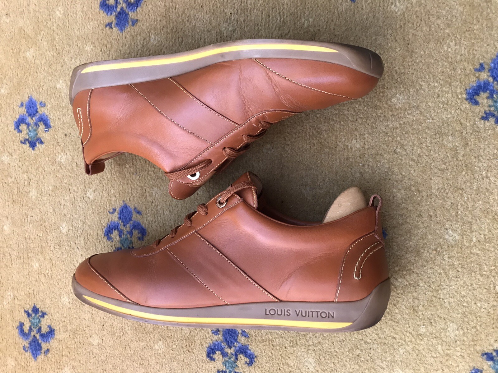 Louis Vuitton Trainers Sneaker Shoes Tan Brown Leather Mens UK 9 US 10 EU 43 thumbnail 10
