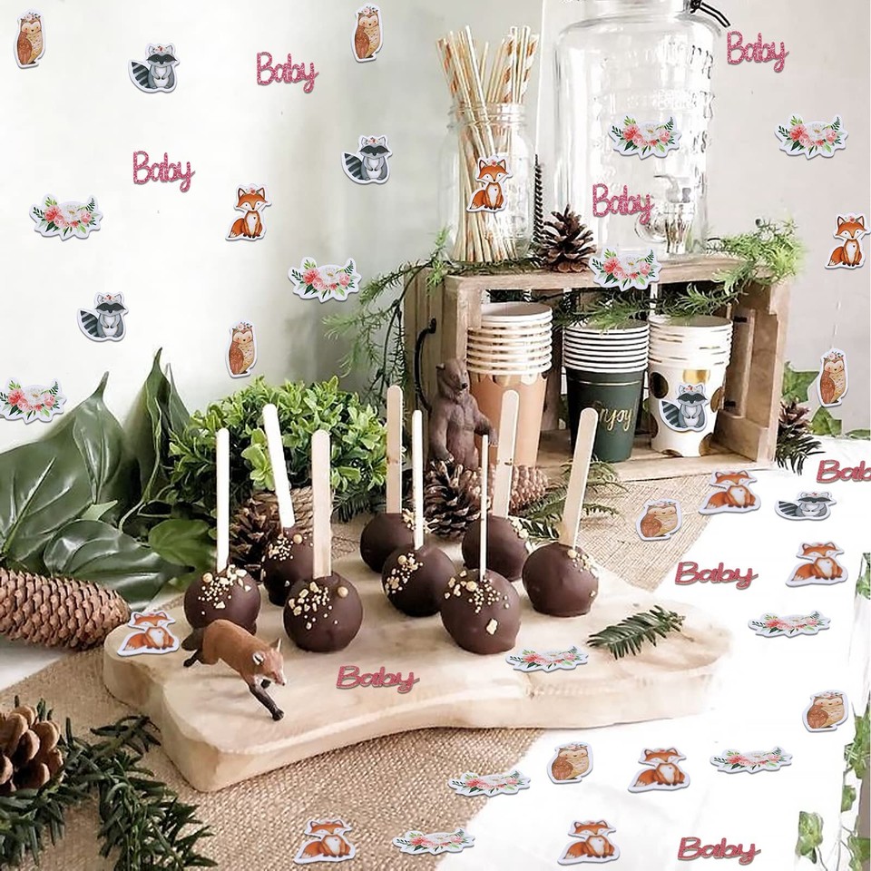 200PCS Woodland Confetti Baby Shower, Woodland Animals Baby Shower
