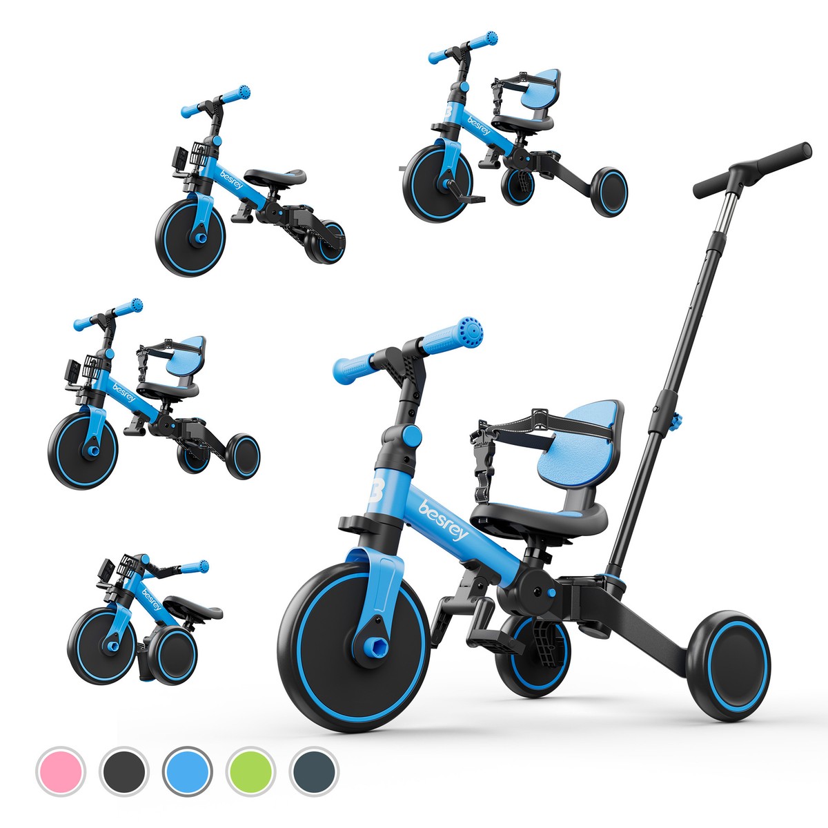 Besrey Toddler Tricycle with Push Handle,Kids Trike for Girl/Boy