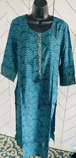 Designer Muslin Silk Kurti with Pant Pecan Blue 