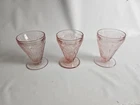 3 Jeannette Pink Depression Glass Cherry Blossom Pink Footed Sherbet Bowls