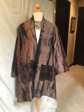 Gloria Lewis Kimono Jacket Handpainted Raw Silk Shibori Art-to-wear 44"bust Nwot