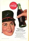 Coca Cola Print Ad Military Patriotic Woman Vintage c1953