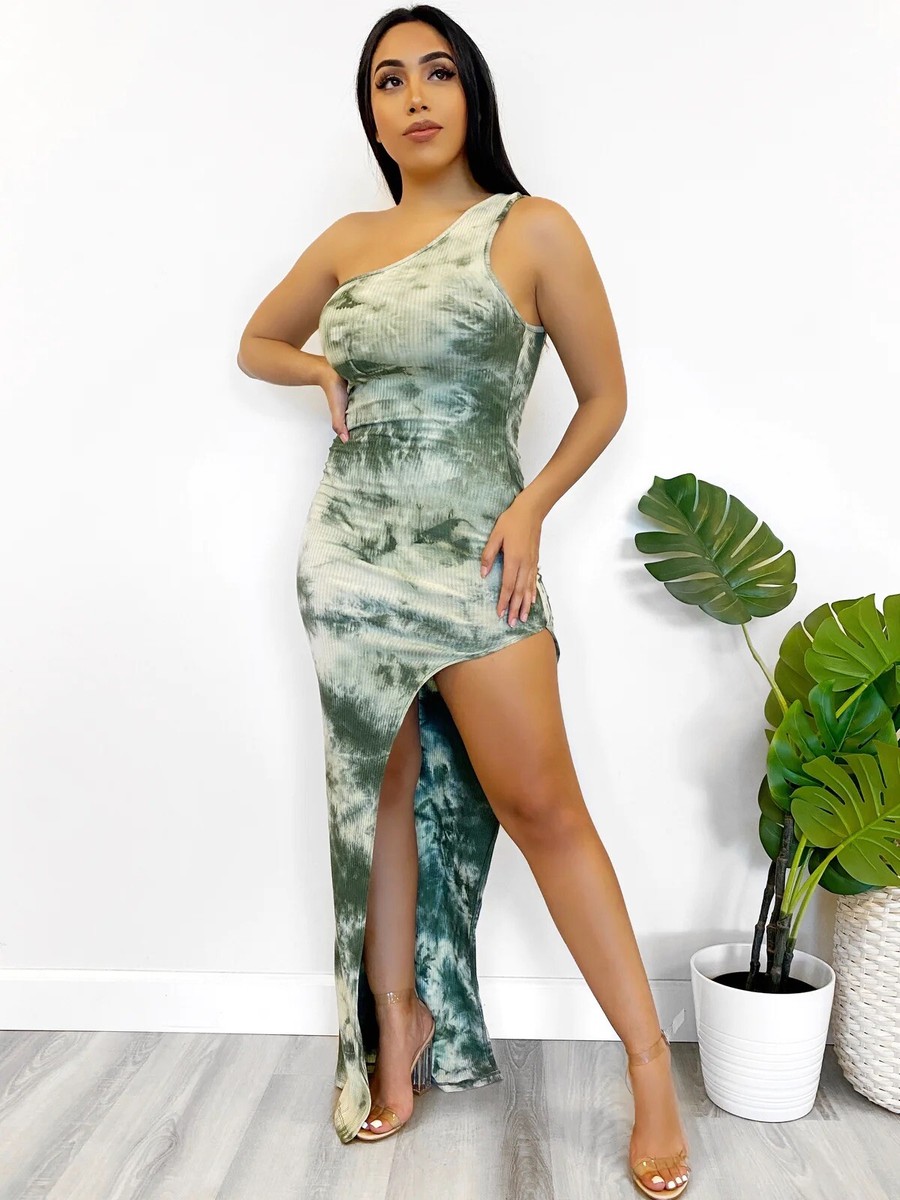 NEW! Laura's Boutique Green Tie Dye One Shoulder Maxi Dress Side Slit Women's M | eBay NEW! Laura's Boutique Green Tie Dye One Shoulder Maxi Dress Side Slit Women's M | eBay