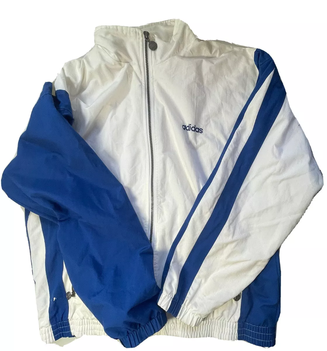 Psiquiatría Dinkarville batería Adidas Blue &amp; White Track Jacket Mens Size M Check Vintage 80' | eBay