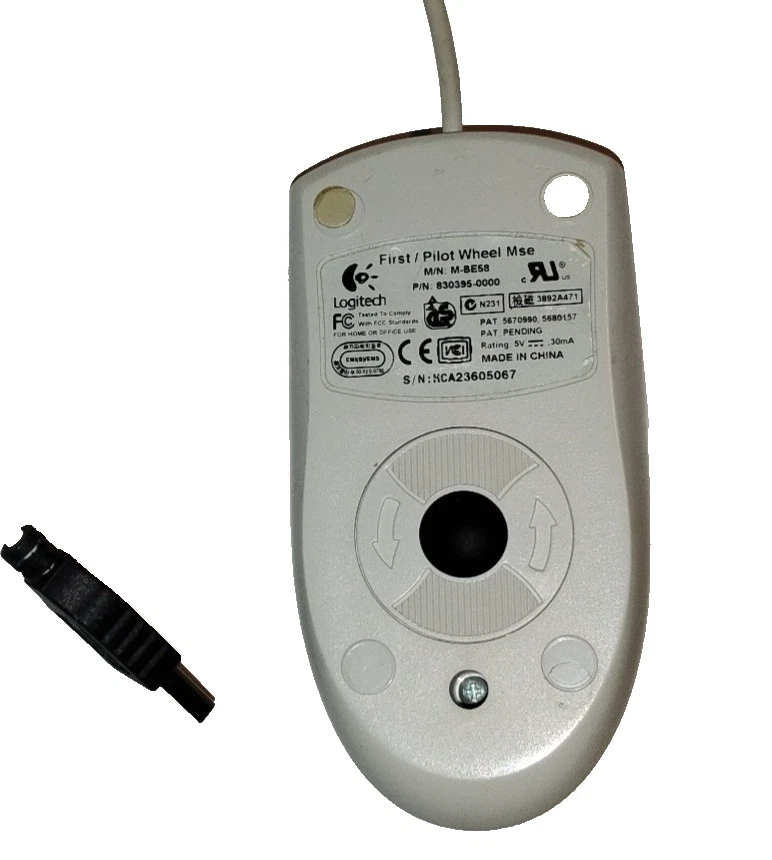 Vintage Logitech First Pilot Wheel Mouse – PS/2 – Retro Ball Mouse – Tested - Image 2 of 2