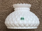 DIAMOND Beaded QUILTED Puffy MILK GLASS 8” WHITE Vintage SHADE 6&3/4” Fitter
