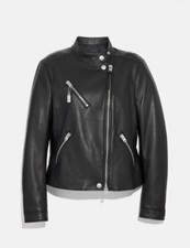 New Woman Coach Leather Jacket With Tags! Size-xs, Uk6