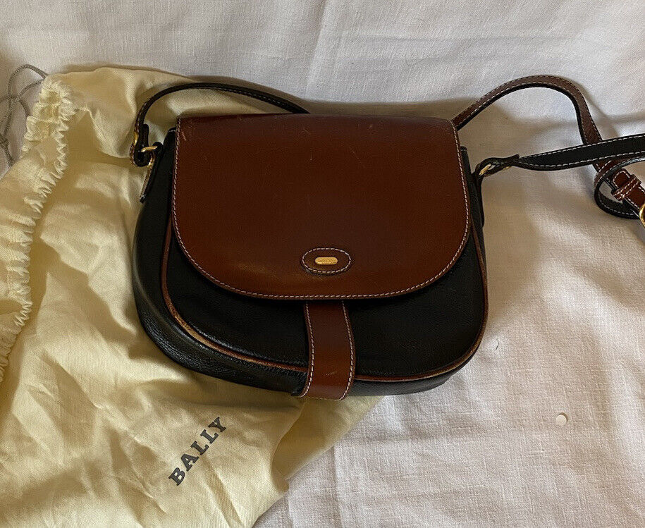 Vintage BALLY Crossbody Bag Two Tone Black Brown … - image 1