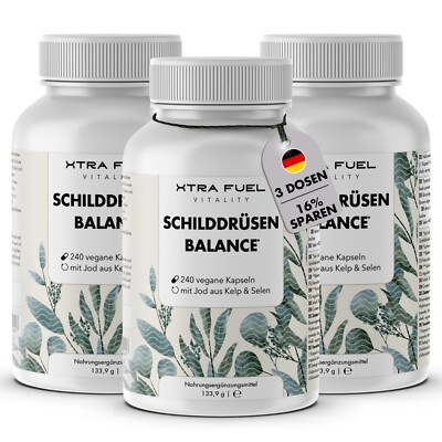 Schilddrüsen Balance - Thyro Komplex - Formel mit Kelp, Thymian & Selen, 3 Dosen