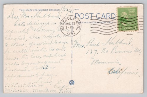 Bitter Root River View Montana Como Peaks Background White Border c1941 Postcard - Picture 2 of 4