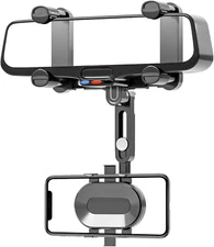 Rear View Mirror Phone Holder, 2023 Rotatable and Retractable Car Phone Holder,