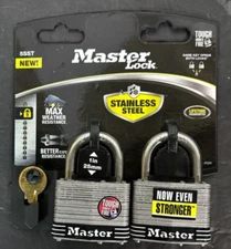 NEW 2 Pack Master Lock Stainless Steel 51 Mm (2 in) Padlock with Key Shackle