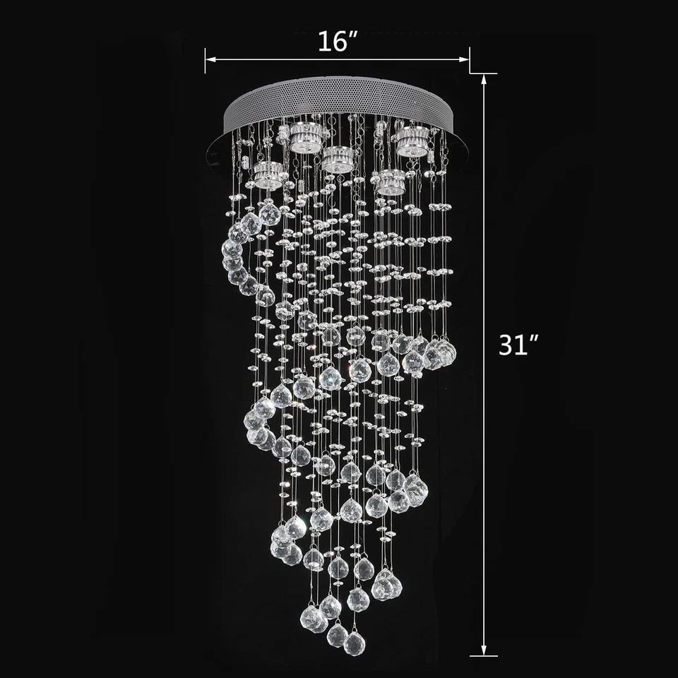 Elegante Lámpara de Lámpara de Cristal Espiral Iluminación, Cristal Transparente K9 Gota de Lluvia LED Cei... Foto 2 de 4