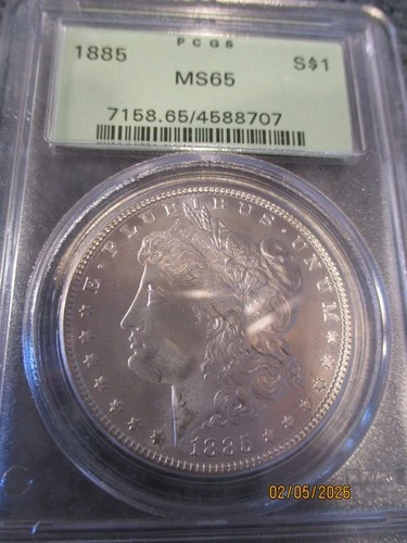 1885 Morgan Silver Dollar, PCGS Graded MS65