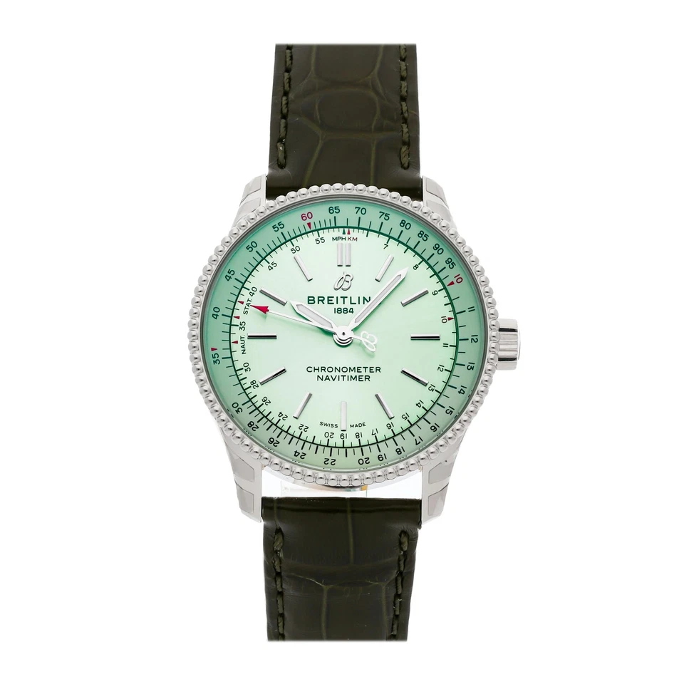 Breitling Navitimer Steel Auto 35mm Mint Dial Watch Slide Rule A17395361L1P1