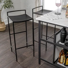 JONATHAN Y BSL1004 Svelte Iron Saddle-Seat Low-Back Bar Stool w/ Foot Rest