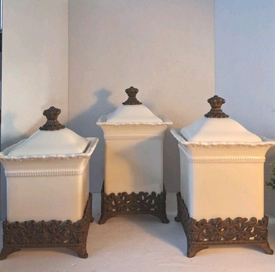 Chris Madden Home Collection ''Foret'' 3-Piece Canister Set (1 Large, 2 Medium) -