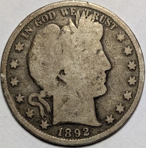 1892 barber half dollar 50c - combined shipping available