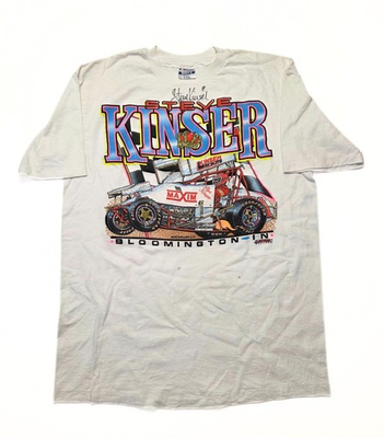 #ad Vintage 90s Steve Kinser Dirt Racing Track Tee Shirt Colorful Autographed XL $50.00