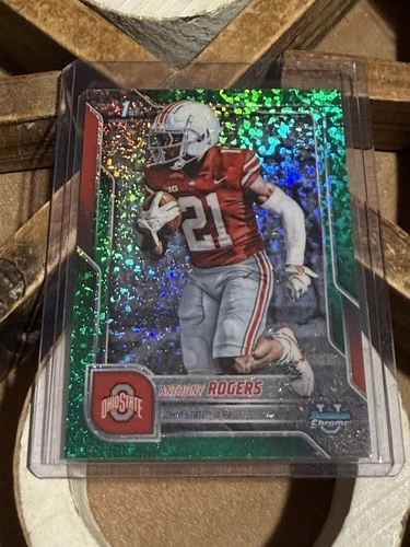 2025 Bowman Chrome University Football Green Mini-Diamond Refractor Anthony Rogers #68