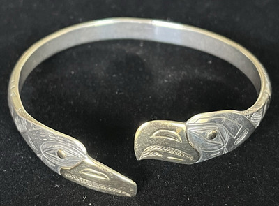Jenny Lyn Smith Signed Sterling & Gold Alaska Artist Bracelet