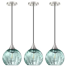 Pendant Light 6.3" Ancient Green Hammer Glass Pendant Ceiling Light Fixtures ...